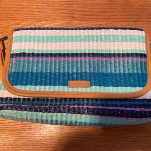 Vera Bradley Blue and Purple Striped Clutch